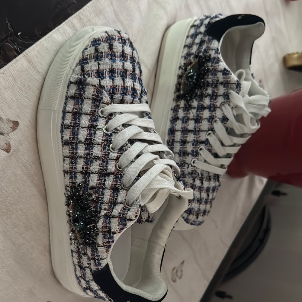 Kurt Geiger Black/White with blue and red accents Sneakers with Classic Pattern